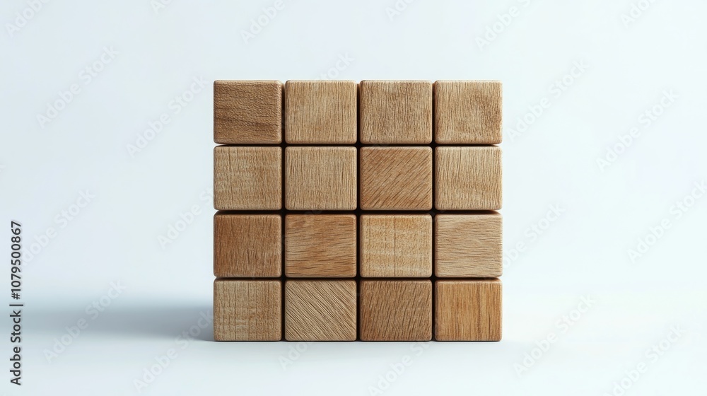Poster blank wooden cube for background concept with 3d rendering empty wooden cube for educational or busi