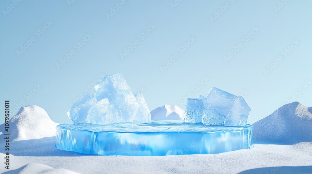 Aufkleber cracked blue ice parking symbol on a blue snow podium social media icon for website presentation and