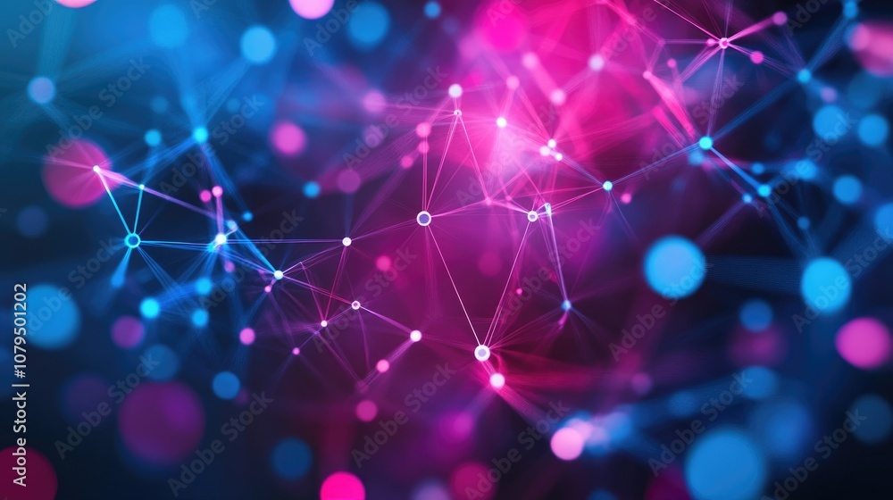 Poster futuristic abstract background featuring grid particles and blurred lines visualization related to a