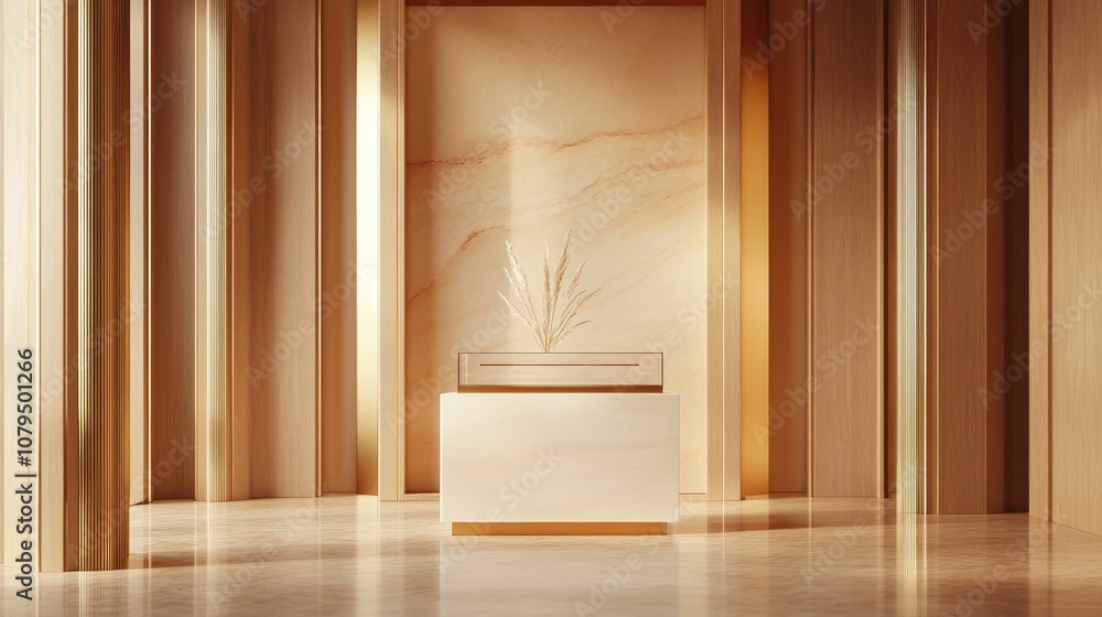 Aufkleber elegant background featuring a pedestal and display case 3d illustration and rendering