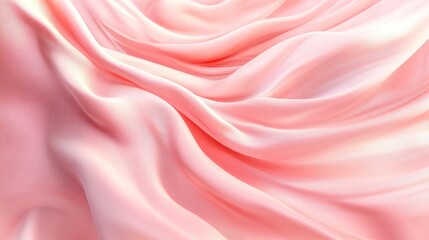 3D render of an abstract background featuring flowing pink silk drapery creating a wavy fashionable wallpaper effect with softly falling fabric