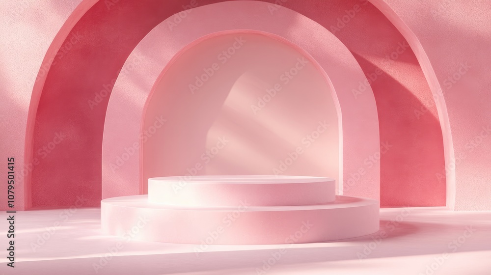 Aufkleber minimalistic abstract background featuring a podium concept for product display on a white backdrop 