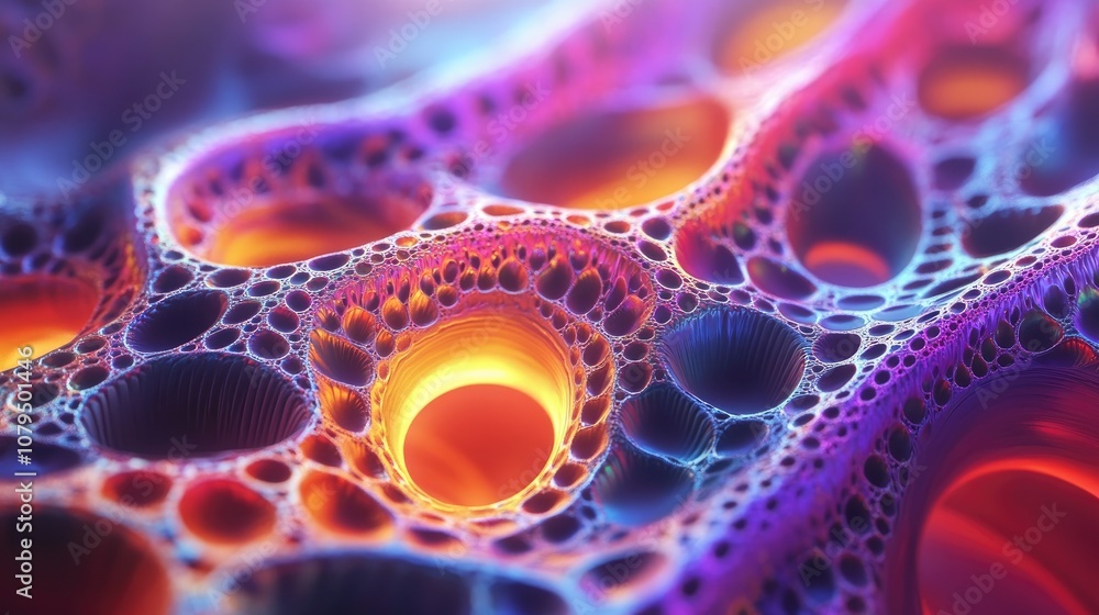 Poster colorful 3d rendering of a fractal design