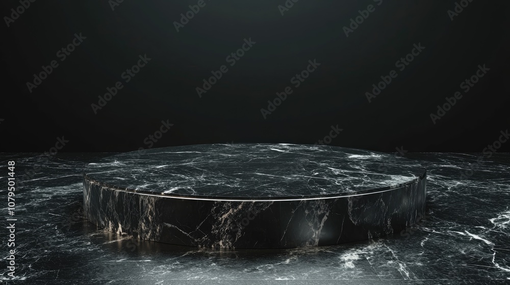 Poster 3d rendering of a dark marble podium