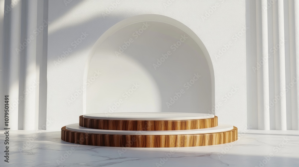 Poster empty podium 3d illustration on a white background ideal for graphic design concepts