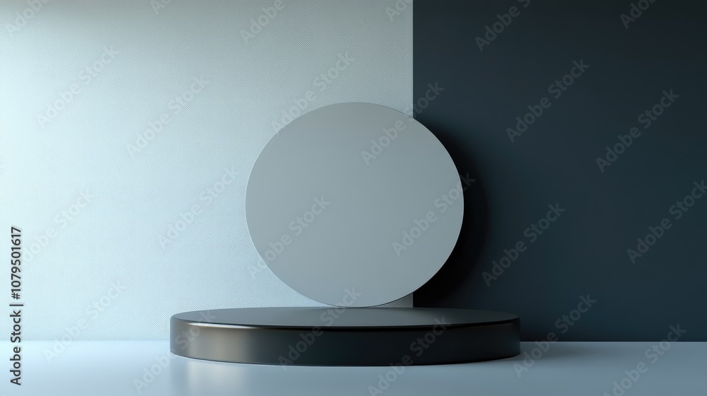 Aufkleber 3D rendering of a mockup background featuring a podium for product display Blank scene with an empty round stage for showcasing