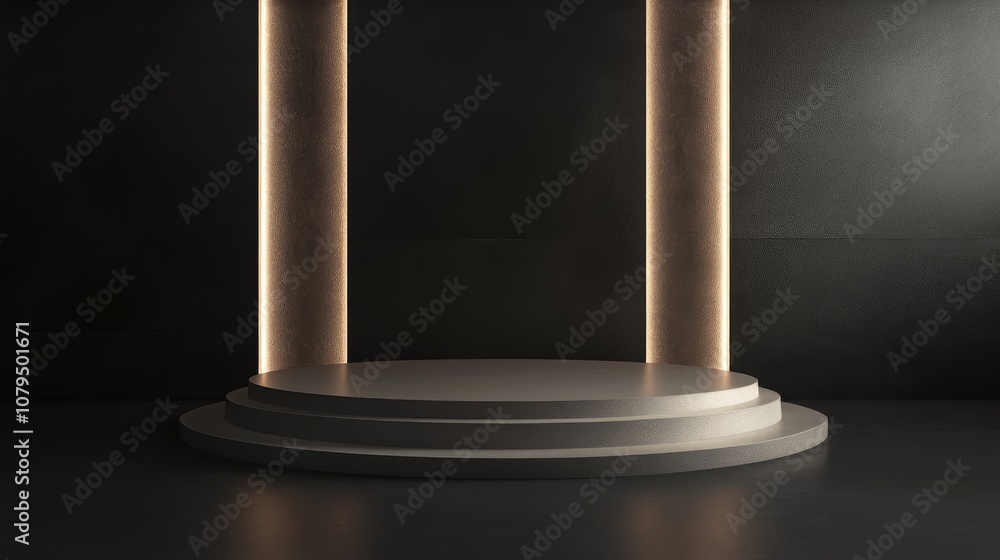 Poster studio podium and pedestal in 3d illustration and rendering
