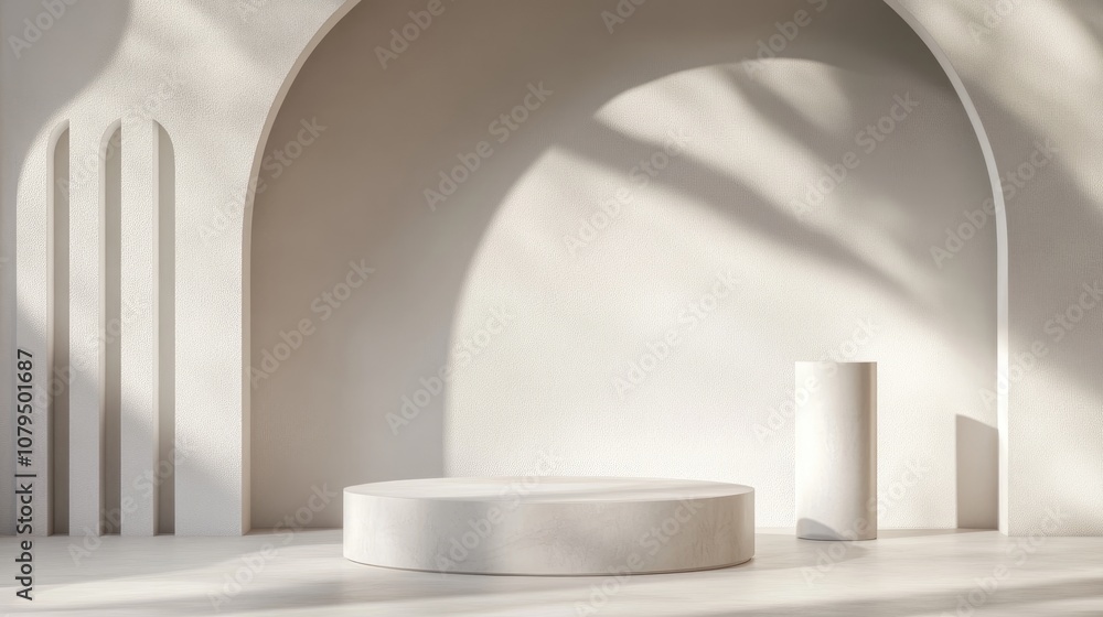 Leinwandbilder premium podium in an abstract minimal interior setting with a pastel light background mockup for exh