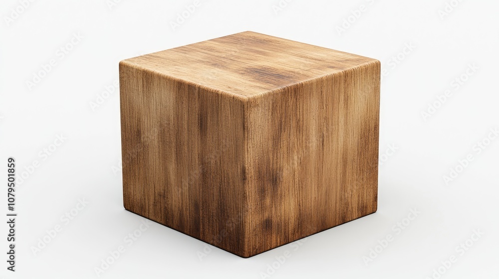 Poster Blank wooden cube for background concept with 3D rendering Empty wooden cube for educational or business purposes