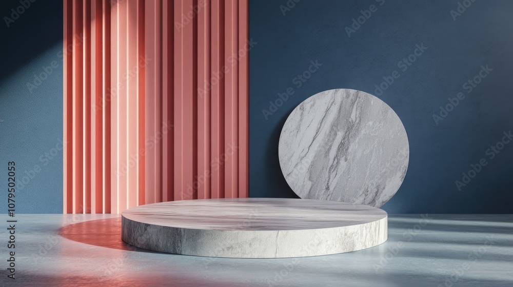 Leinwandbilder Abstract 3D rendering podium mock up for product display minimalist concept showcase geometric backdrop