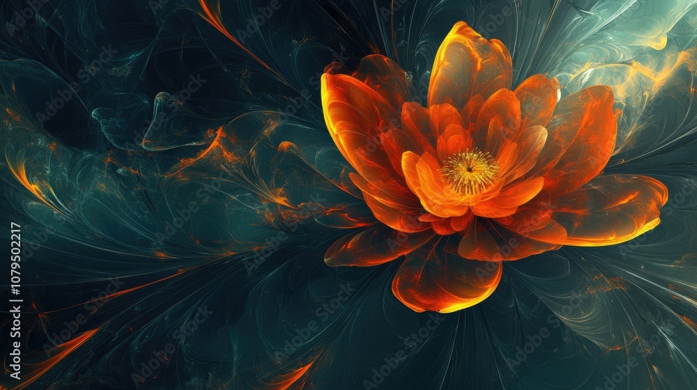 Poster abstract fractal background featuring a solitary flower in a computer generated image stunning digit
