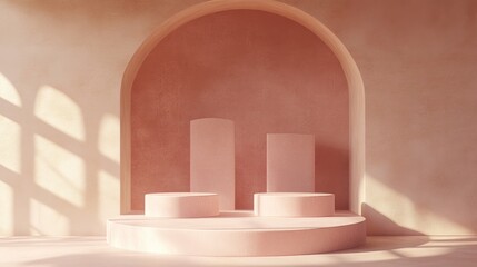Minimalist 3D rendered podium for product display