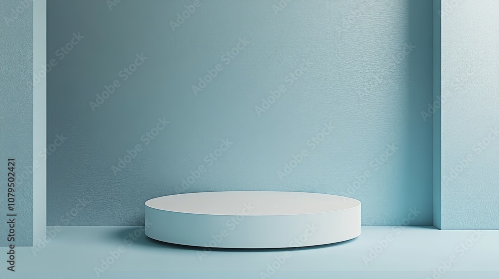 Poster 3D rendering of a soft blue pastel minimalistic background ideal for product displays