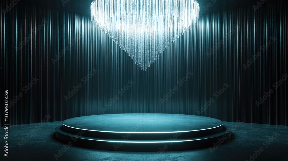 Leinwandbilder futuristic round pedestal or platform featuring a chandelier blank product display or stand empty st