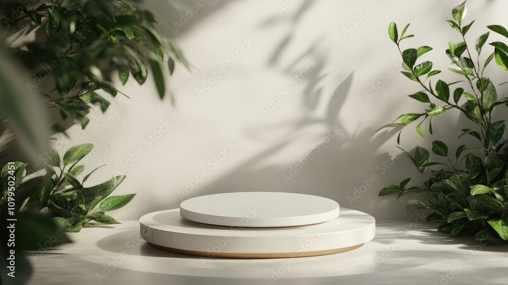 Aufkleber round product stand display mockup in 3d render
