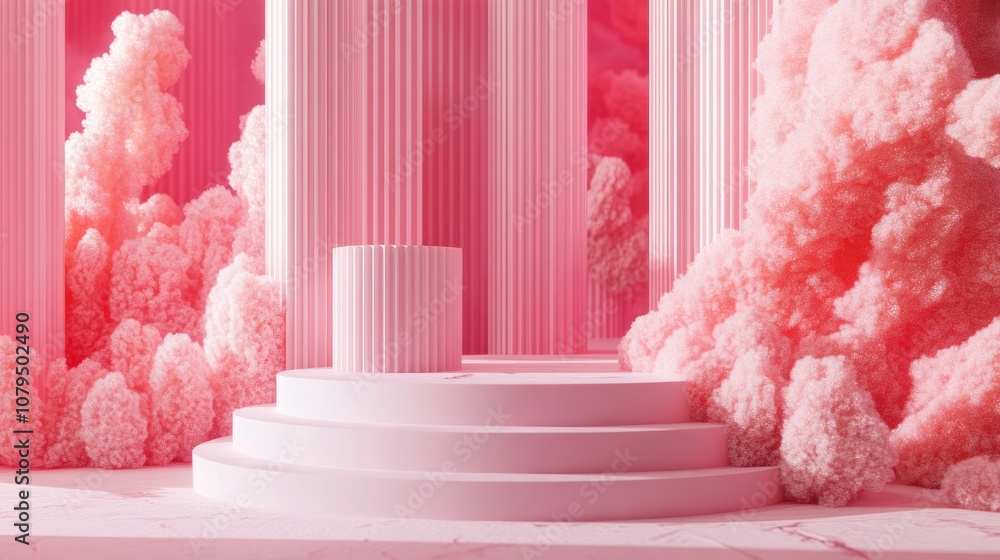 Poster 3d background featuring pink podiums abstract minimal podium setting