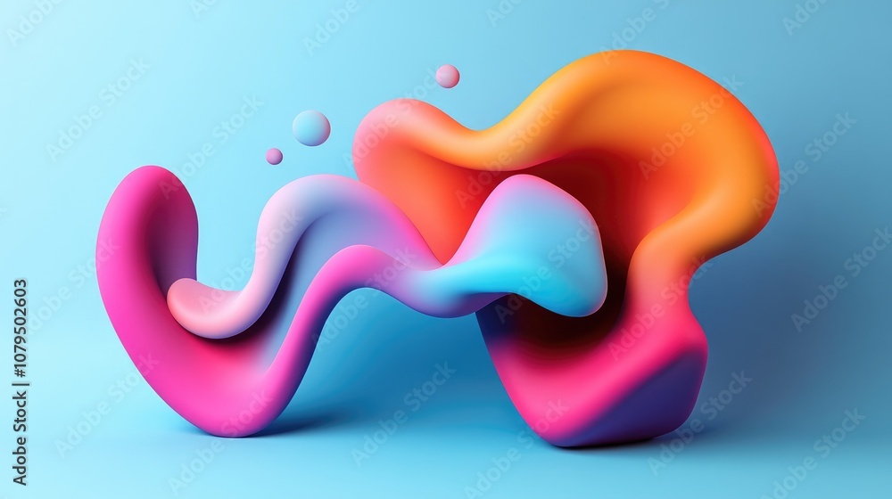 Poster Colorful 3D abstract shapes creating an eye catching design perfect for backgrounds or artistic projects showcasing vibrant hues and dynamic form