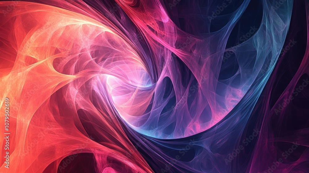 Poster vibrant abstract fractal design featuring chaotic and colorful patterns ideal for background or wall