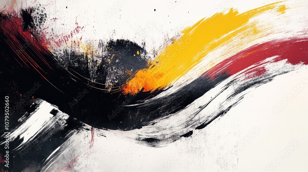 Poster abstract design featuring dynamic and expressive brush strokes