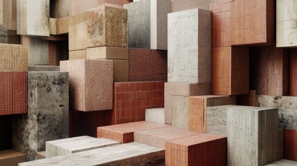 Fototapeta premium Abstract representation of architectural elements featuring brick materials