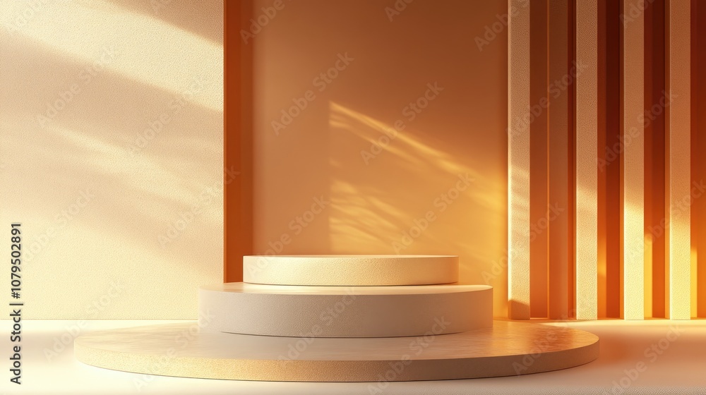 Poster Abstract 3D rendering podium mock up for product display minimalist concept showcase geometric backdrop