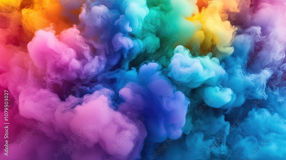 Aufkleber abstract colorful smoke background in 3d cartoon rendering