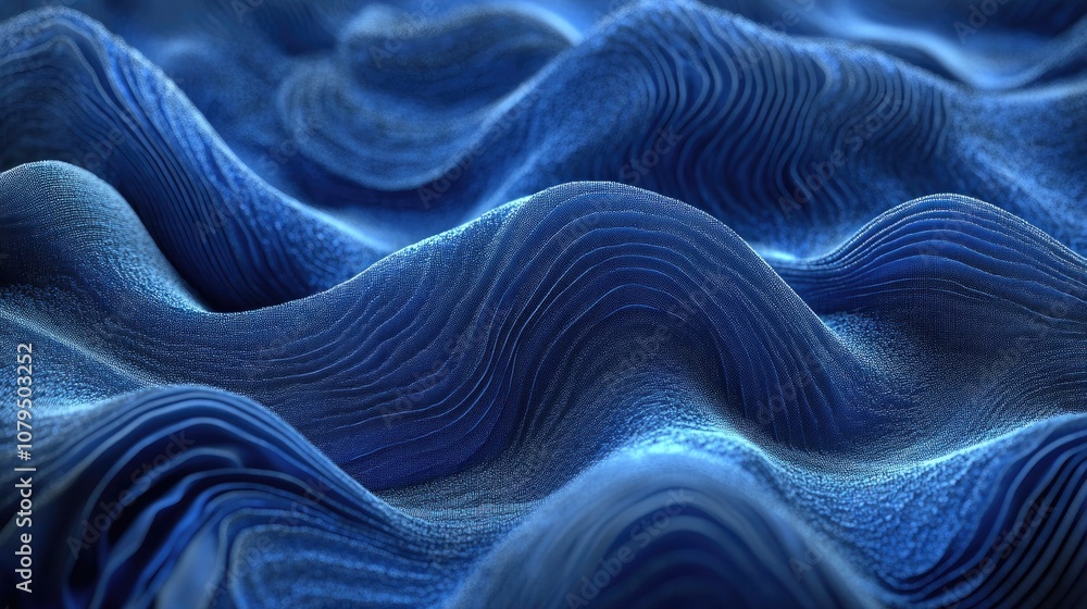 Aufkleber Abstract 3D rendering of blue space lines with decorative wave patterns