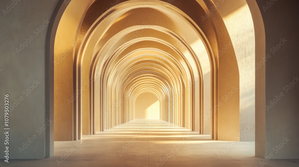 Aufkleber abstract architectural background with arched interior 3d rendering