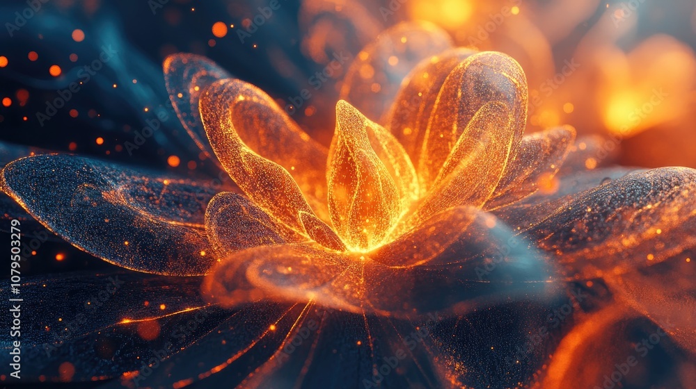 Poster abstract fractal light background rendered in 3d
