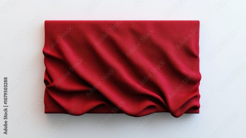 Poster Red fabric covered blank board isolated on a white background 3D rendering