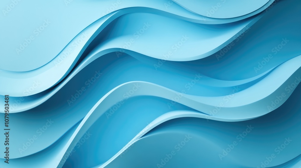 Poster 3d cartoon rendering featuring curved lines on a blue gradient background