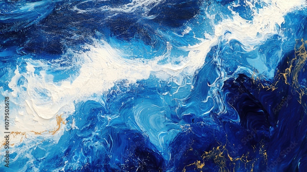 Poster vivid blue ocean waves create a dynamic and energetic backdrop