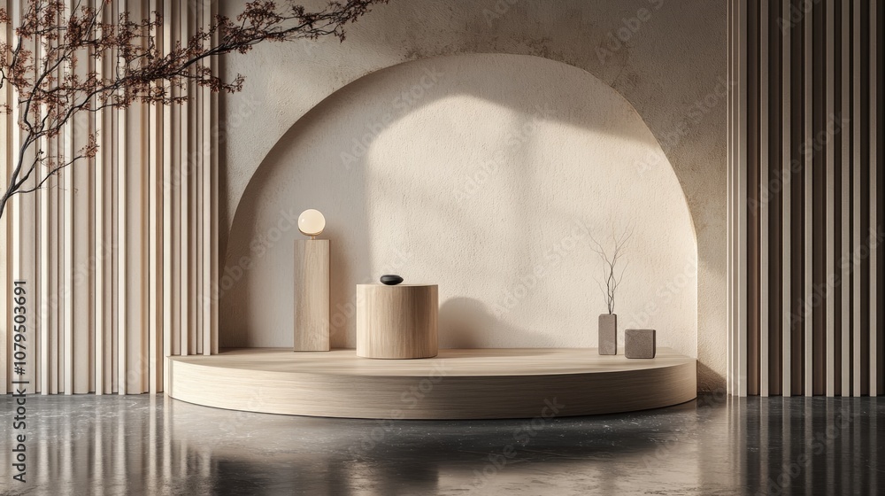 Aufkleber podium set for product showcase 3d rendering