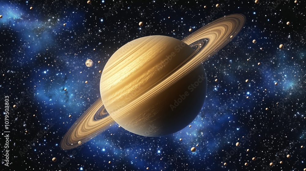Aufkleber illustration of a planet in deep space in 3d cartoon rendering