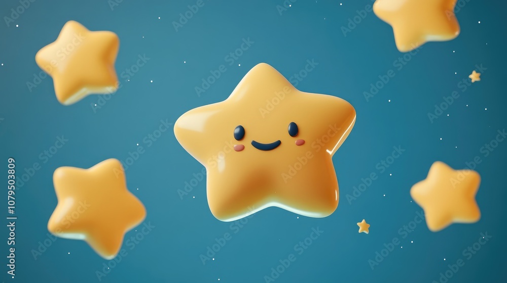 Fototapete line icon of stars in 3d cartoon rendering part of a universal set for web and mobile icons