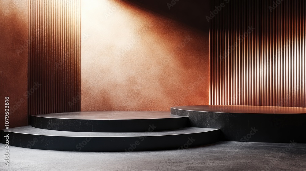 Poster Abstract 3D rendering podium mock up for product display minimalist concept showcase geometric backdrop