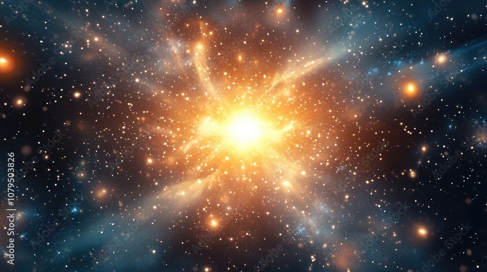 Poster abstract cosmic background with a starry sky in 3d cartoon rendering