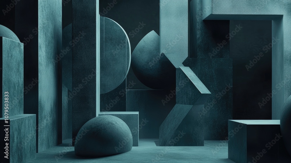 Leinwandbilder minimalist abstract backdrop featuring primitive geometric shapes rendered in 3d