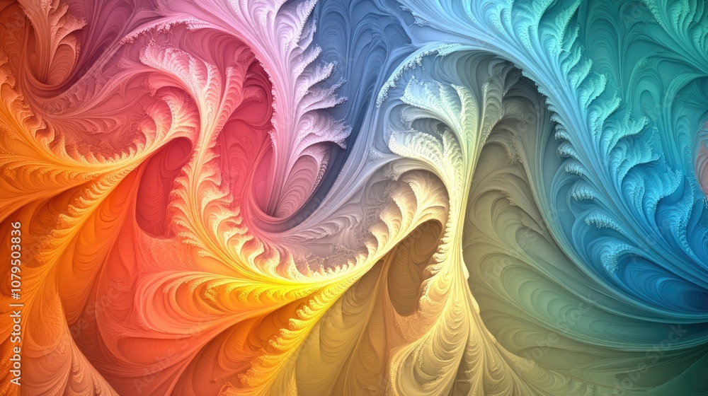 Poster Fancy paint colors in a 3D cartoon rendering featuring a fractal color texture background ideal for projects focused on imagination creativity and design