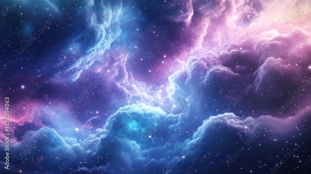 Poster Abstraction space background featuring mystical light in a 3D cartoon rendering for design