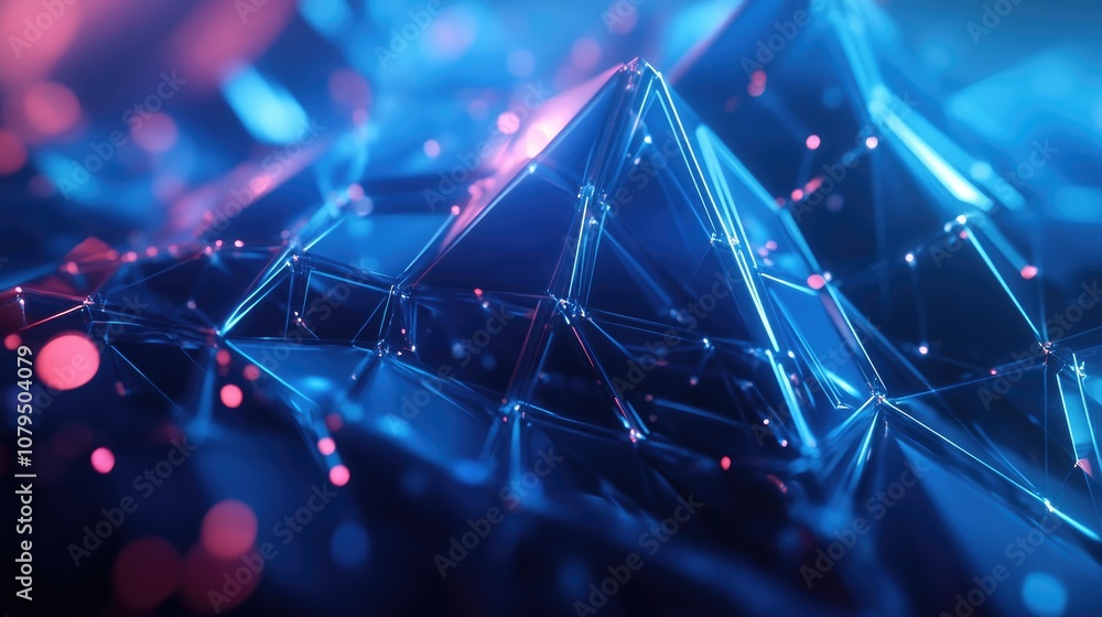 Poster abstract blue plexus design showcasing fantasy technology and engineering elements features depth of