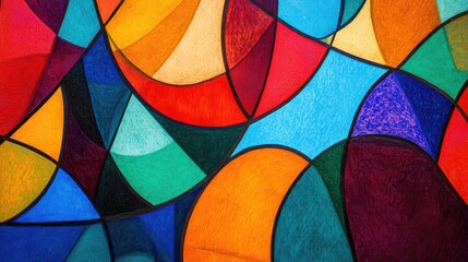 Fototapeta premium Vibrantly colored abstract shapes arranged to represent themes of creativity imagination art and design