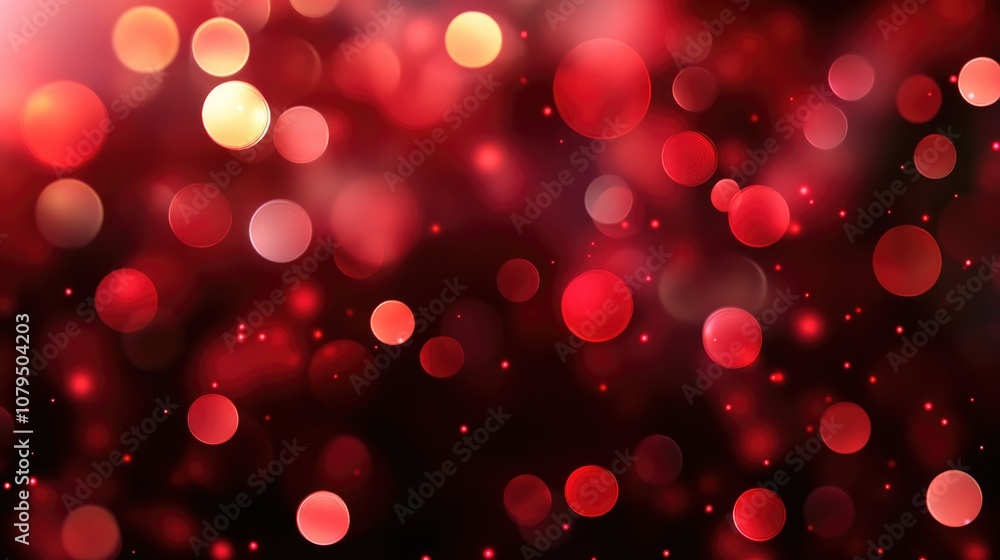Poster abstract background featuring digital red bokeh lights