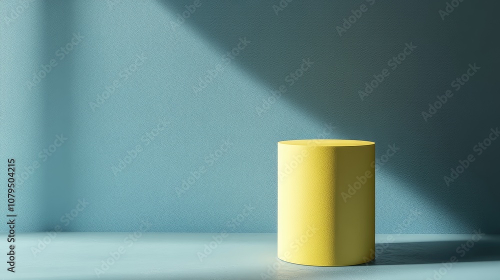 Aufkleber 3d rendered illustration featuring a geometric yellow cylindrical pedestal for showcasing cosmetic p