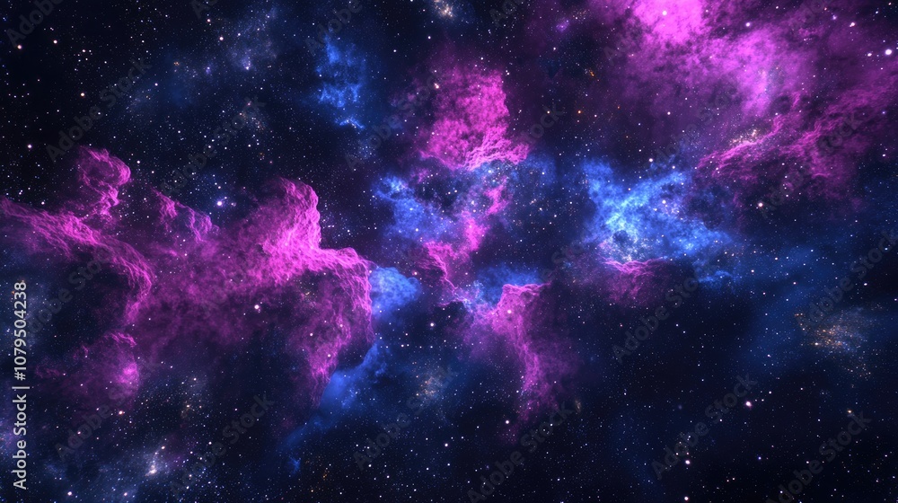 Leinwandbilder outer space art featuring awesome nebulae in a 3d cartoon rendering with a starfield