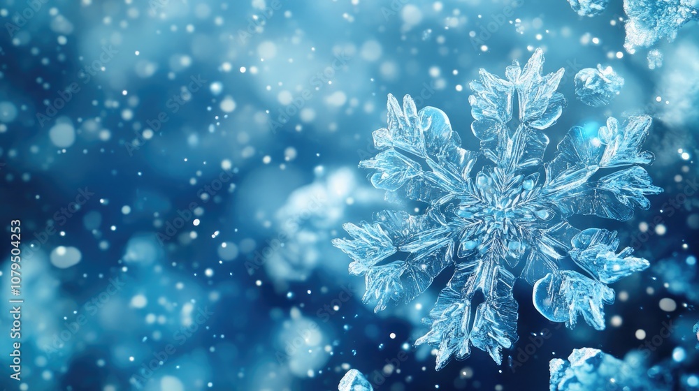 Poster delicate snowflake design in raster format