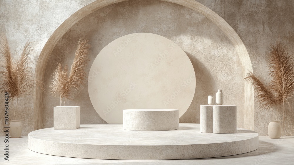 Aufkleber podium set for product showcase 3d rendering