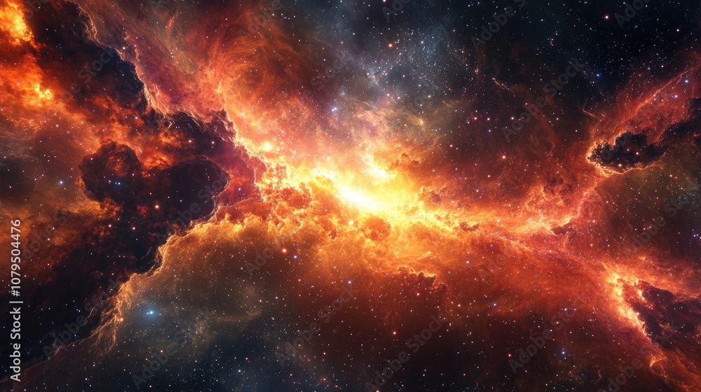 Poster Space background featuring a nebula and stars in a 3D cartoon rendering