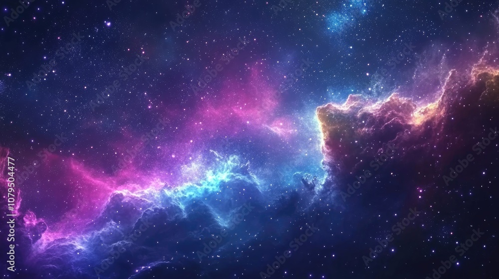 Poster high definition star field background featuring a 3d cartoon rendering of a colorful starry night sk