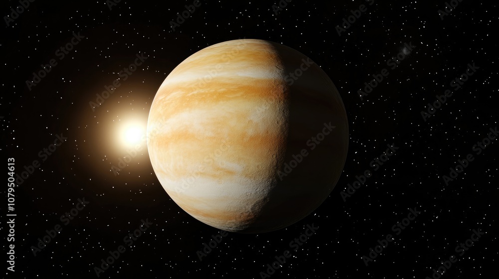 Poster 3d cartoon representation featuring venus the second planet from the sun known as a terrestrial plan